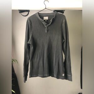 Mark and Spencer Pure Cotton Waffle Henley (Dark Pewter/ Large)
